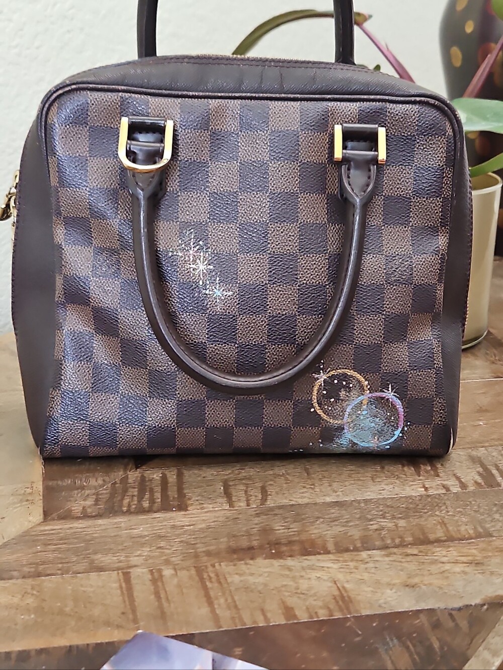 LOUIS VUITTON Damier Ebene Brera Customized Painted Baby Yoda Image - Picture 13 of 16